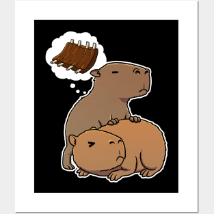 Capybara hungry for Barbecue Ribs Posters and Art